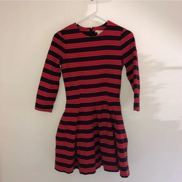 Gap Red And Navy Pleated Flare Dress Never Worn - Picture 1 of 2